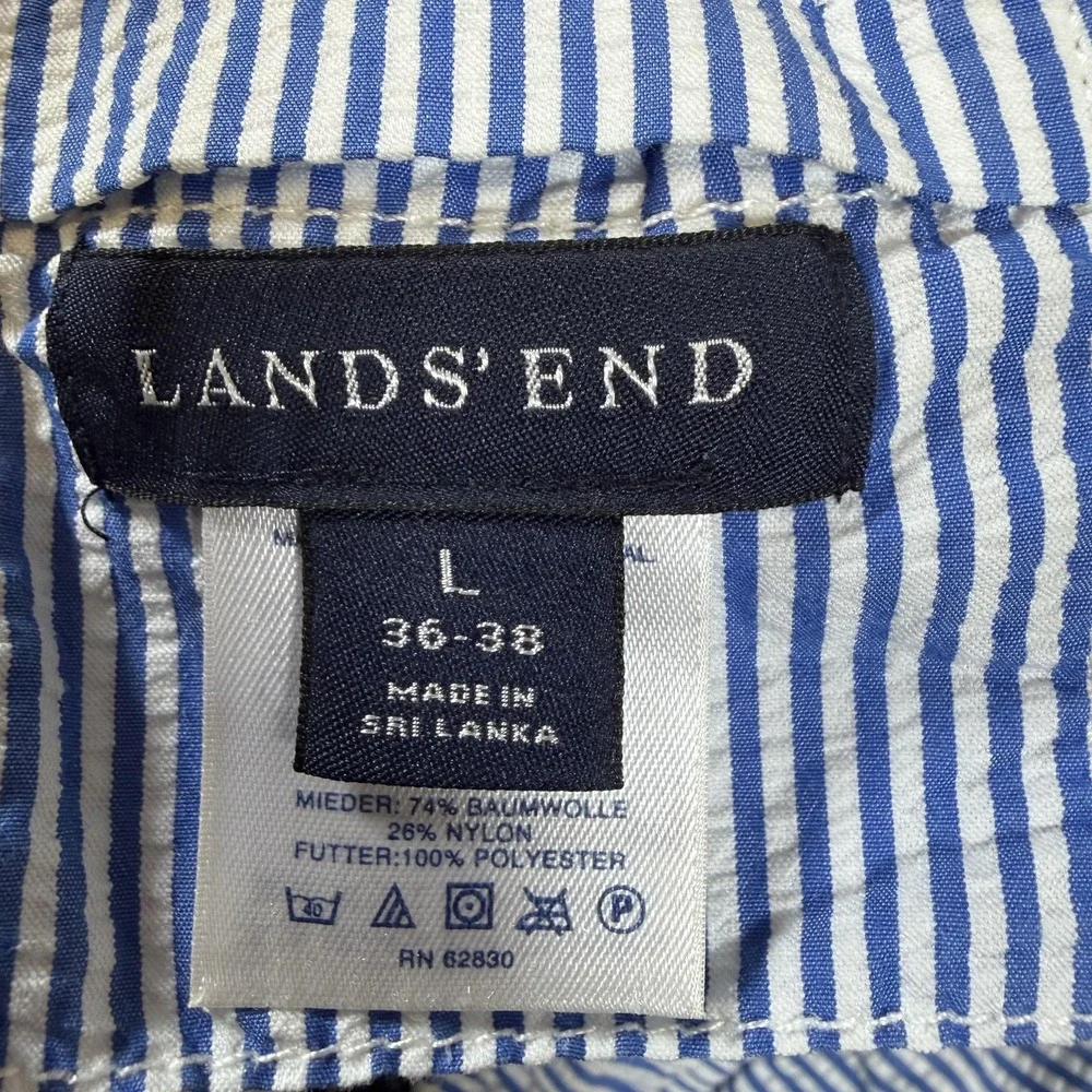 2 Pack Lands' End Swim Trunks Mens Large Blue Tropical Leaf Stripe Mesh Lined